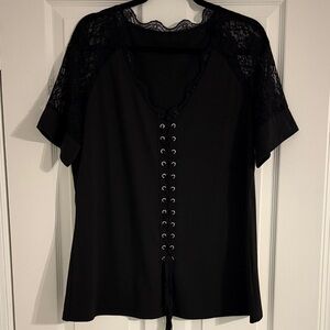 SHEIN Black Lace-Up Women's Top